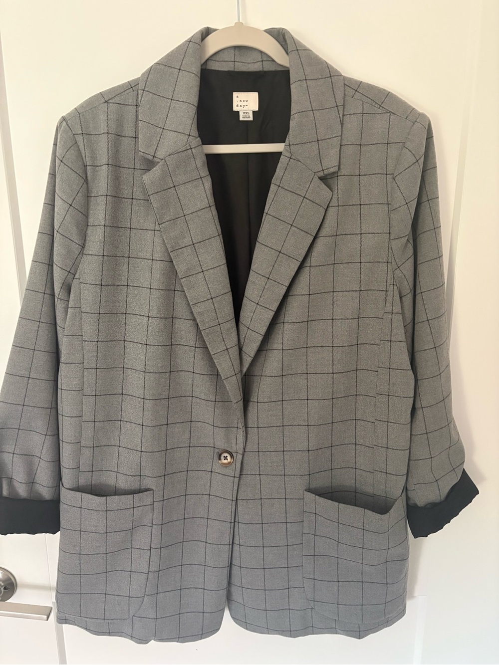 a new day Gray Windowpane Blazer